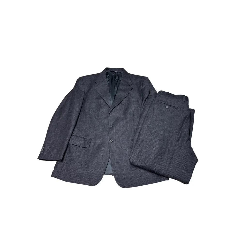 Jos A Bank Executive Collection Grey Glen Plaid 100% Wool Suit Men 2Pc 43R 38x28